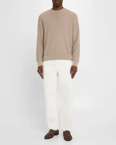 Brioni Men's Basketweave Crew Sweater | Thumbnail 2 Brioni Men's Basketweave Crew Sweater | Thumbnail 2