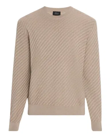 Brioni Men's Basketweave Crew Sweater | Thumbnail 1 Brioni Men's Basketweave Crew Sweater | Thumbnail 1