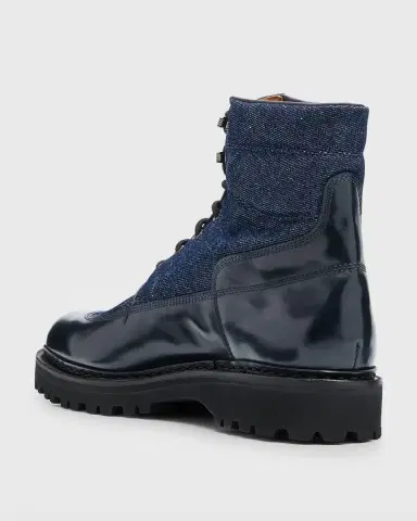 John Lobb Men's Peak Denim and Leather Lace-Up Boots | Thumbnail 2 John Lobb Men's Peak Denim and Leather Lace-Up Boots | Thumbnail 2