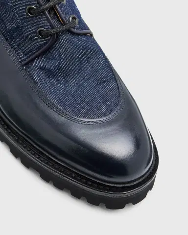 John Lobb Men's Peak Denim and Leather Lace-Up Boots | Thumbnail 3 John Lobb Men's Peak Denim and Leather Lace-Up Boots | Thumbnail 3