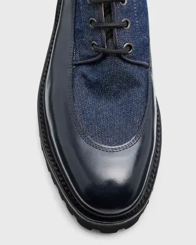 John Lobb Men's Peak Denim and Leather Lace-Up Boots | Thumbnail 4 John Lobb Men's Peak Denim and Leather Lace-Up Boots | Thumbnail 4