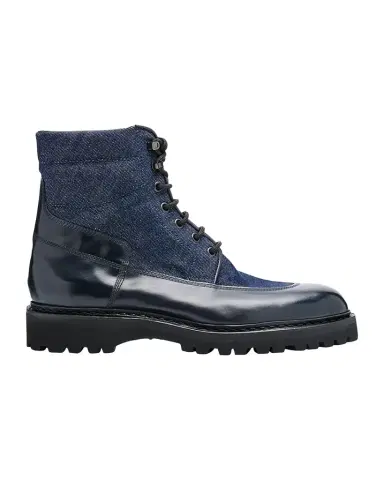John Lobb Men's Peak Denim and Leather Lace-Up Boots | Thumbnail 1 John Lobb Men's Peak Denim and Leather Lace-Up Boots | Thumbnail 1