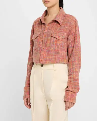 God’s True Cashmere Flower Space Dye Tartan Cashmere Shirt Jacket | Thumbnail 4 God’s True Cashmere Flower Space Dye Tartan Cashmere Shirt Jacket | Thumbnail 4