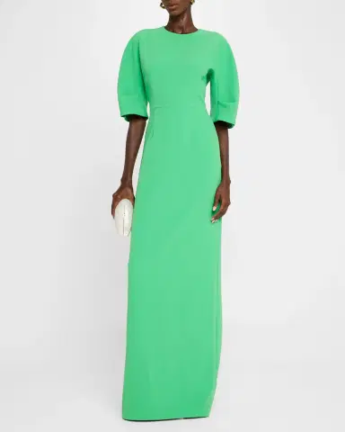 Rickie Freeman for Teri Jon Elbow-Sleeve Crepe Column Gown | Thumbnail 2 Rickie Freeman for Teri Jon Elbow-Sleeve Crepe Column Gown | Thumbnail 2