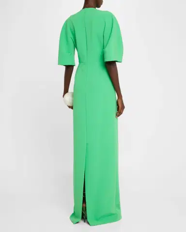 Rickie Freeman for Teri Jon Elbow-Sleeve Crepe Column Gown | Thumbnail 3 Rickie Freeman for Teri Jon Elbow-Sleeve Crepe Column Gown | Thumbnail 3