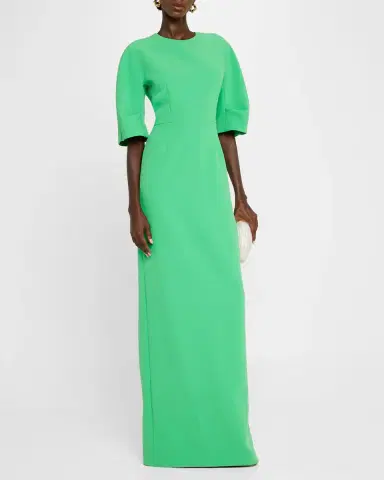 Rickie Freeman for Teri Jon Elbow-Sleeve Crepe Column Gown | Thumbnail 4 Rickie Freeman for Teri Jon Elbow-Sleeve Crepe Column Gown | Thumbnail 4