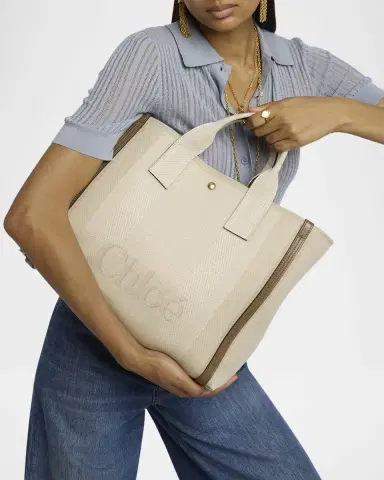 Chloé Large Carry Tote Bag in Jacquard Canvas | Thumbnail 2 Chloé Large Carry Tote Bag in Jacquard Canvas | Thumbnail 2