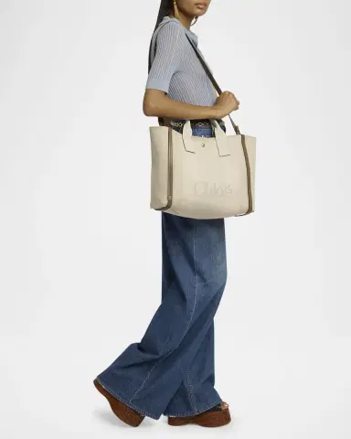 Chloé Large Carry Tote Bag in Jacquard Canvas | Thumbnail 5 Chloé Large Carry Tote Bag in Jacquard Canvas | Thumbnail 5