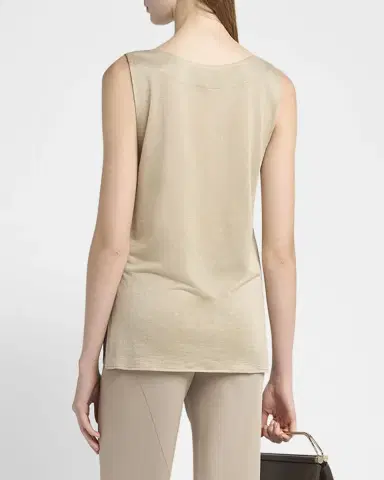 Giorgio Armani Chain-Necklace Scoop-Neck Shiny Viscose Jersey Tank Top | Thumbnail 3 Giorgio Armani Chain-Necklace Scoop-Neck Shiny Viscose Jersey Tank Top | Thumbnail 3