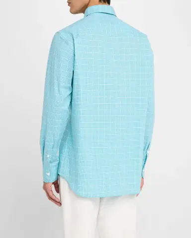 Brioni Men 's Cotton Windowpane Check Sport Shirt | Thumbnail 3 Brioni Men 's Cotton Windowpane Check Sport Shirt | Thumbnail 3