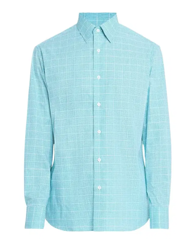 Men 's Cotton Windowpane Check Sport Shirt Men 's Cotton Windowpane Check Sport Shirt