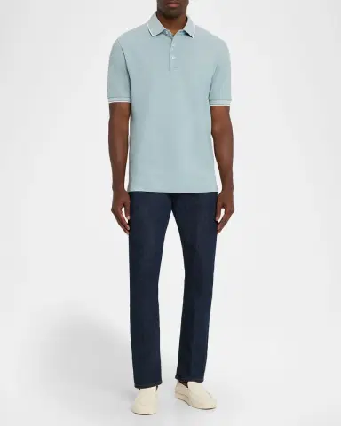 Canali Men 's Two-Tone Pique Polo Shirt | Thumbnail 2 Canali Men 's Two-Tone Pique Polo Shirt | Thumbnail 2