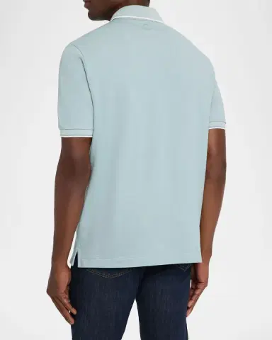 Canali Men 's Two-Tone Pique Polo Shirt | Thumbnail 3 Canali Men 's Two-Tone Pique Polo Shirt | Thumbnail 3