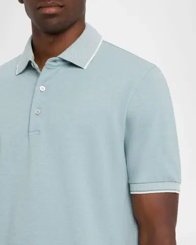 Canali Men 's Two-Tone Pique Polo Shirt | Thumbnail 5 Canali Men 's Two-Tone Pique Polo Shirt | Thumbnail 5