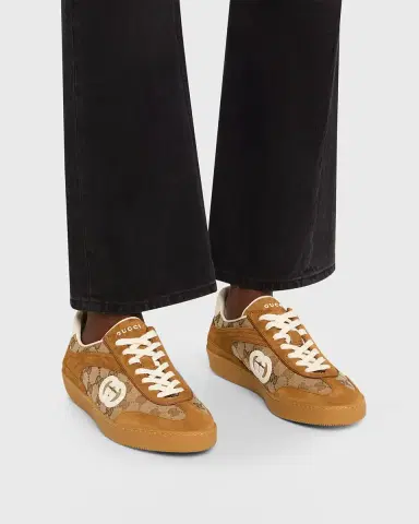 Gucci G75 Suede and Leather GG Sneakers | Thumbnail 2 Gucci G75 Suede and Leather GG Sneakers | Thumbnail 2