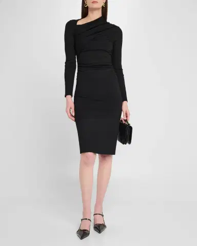 Giorgio Armani Asymmetric Long-Sleeve Jersey Dress | Thumbnail 2 Giorgio Armani Asymmetric Long-Sleeve Jersey Dress | Thumbnail 2