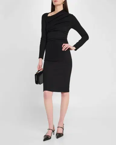 Giorgio Armani Asymmetric Long-Sleeve Jersey Dress | Thumbnail 4 Giorgio Armani Asymmetric Long-Sleeve Jersey Dress | Thumbnail 4
