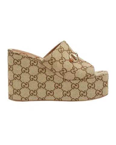 Gucci Carmen GG Canvas Platform Wedge Sandals | Thumbnail 1 Gucci Carmen GG Canvas Platform Wedge Sandals | Thumbnail 1
