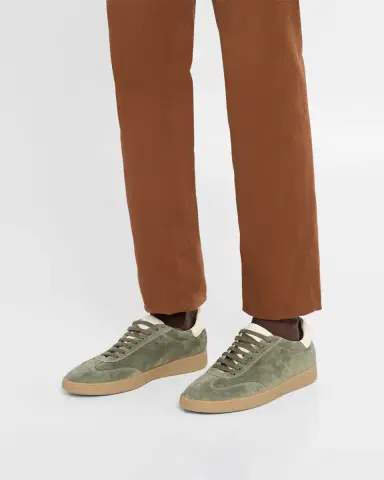 Stuart Weitzman Men 's Banner Suede Wingtip-Toe Low-Top Sneakers | Thumbnail 2 Stuart Weitzman Men 's Banner Suede Wingtip-Toe Low-Top Sneakers | Thumbnail 2