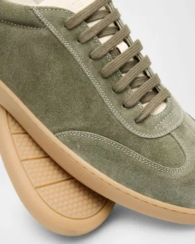 Stuart Weitzman Men 's Banner Suede Wingtip-Toe Low-Top Sneakers | Thumbnail 5 Stuart Weitzman Men 's Banner Suede Wingtip-Toe Low-Top Sneakers | Thumbnail 5