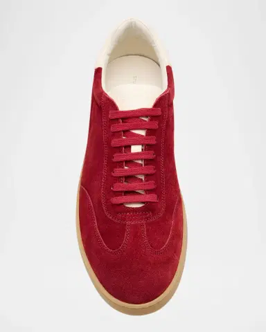Stuart Weitzman Men 's Banner Suede Wingtip-Toe Low-Top Sneakers | Thumbnail 4 Stuart Weitzman Men 's Banner Suede Wingtip-Toe Low-Top Sneakers | Thumbnail 4