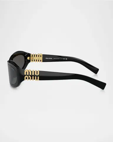 Miu Miu 14ZSF Logo Oval Acetate Sunglasses | Thumbnail 2 Miu Miu 14ZSF Logo Oval Acetate Sunglasses | Thumbnail 2