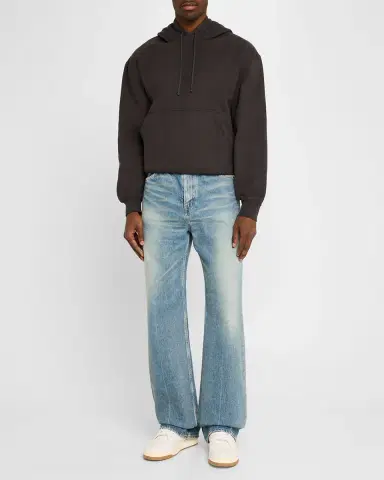 Saint Laurent Men's Fleece Tonal Logo Hoodie | Thumbnail 2 Saint Laurent Men's Fleece Tonal Logo Hoodie | Thumbnail 2