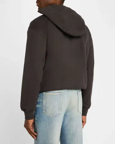 Saint Laurent Men's Fleece Tonal Logo Hoodie | Thumbnail 3 Saint Laurent Men's Fleece Tonal Logo Hoodie | Thumbnail 3