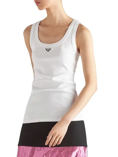 Prada Women's Ribbed Knit Jersey Tank Top - White | Thumbnail 2 Prada Women's Ribbed Knit Jersey Tank Top - White | Thumbnail 2
