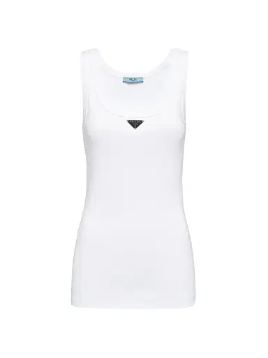 Prada Women's Ribbed Knit Jersey Tank Top - White | Thumbnail 1 Prada Women's Ribbed Knit Jersey Tank Top - White | Thumbnail 1
