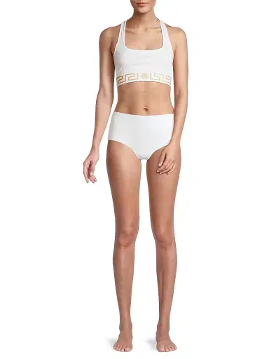 Versace Women's Greca Border Sports Bra - White | Thumbnail 2 Versace Women's Greca Border Sports Bra - White | Thumbnail 2