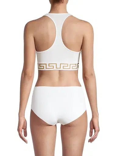 Versace Women's Greca Border Sports Bra - White | Thumbnail 4 Versace Women's Greca Border Sports Bra - White | Thumbnail 4