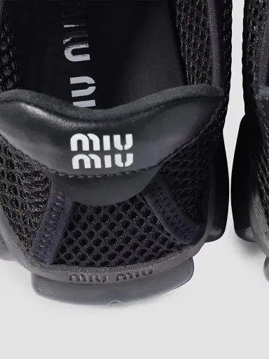 Miu Miu Women's Technical Mesh Fabric Sneakers - Black | Thumbnail 3 Miu Miu Women's Technical Mesh Fabric Sneakers - Black | Thumbnail 3
