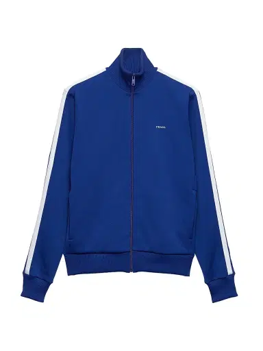 Prada Men's Technical Fabric Blouson Jacket - Blue | Thumbnail 1 Prada Men's Technical Fabric Blouson Jacket - Blue | Thumbnail 1