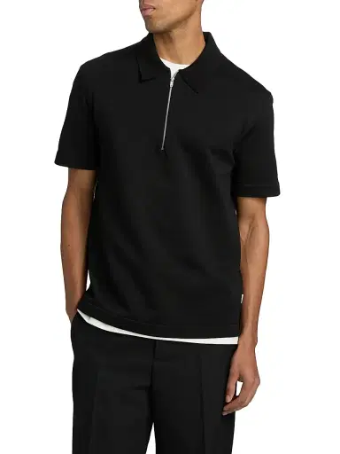Jil Sander Men's Half-Zip Polo Shirt - Black | Thumbnail 3 Jil Sander Men's Half-Zip Polo Shirt - Black | Thumbnail 3