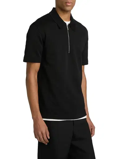 Jil Sander Men's Half-Zip Polo Shirt - Black | Thumbnail 4 Jil Sander Men's Half-Zip Polo Shirt - Black | Thumbnail 4
