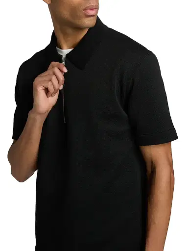 Jil Sander Men's Half-Zip Polo Shirt - Black | Thumbnail 6 Jil Sander Men's Half-Zip Polo Shirt - Black | Thumbnail 6