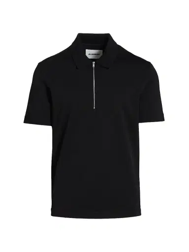 Jil Sander Men's Half-Zip Polo Shirt - Black | Thumbnail 1 Jil Sander Men's Half-Zip Polo Shirt - Black | Thumbnail 1
