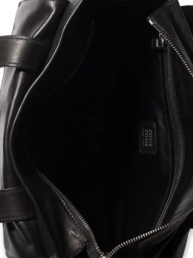 Miu Miu Women's Utilitaire Nappa Leather Shopping Bag - Black | Thumbnail 8 Miu Miu Women's Utilitaire Nappa Leather Shopping Bag - Black | Thumbnail 8