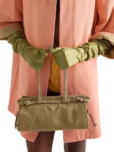 Prada Women's Bonnie Medium Nubuck Leather Handbag - Beige Khaki | Thumbnail 3 Prada Women's Bonnie Medium Nubuck Leather Handbag - Beige Khaki | Thumbnail 3