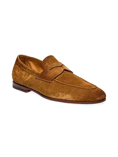 Santoni Men's Carlos Suede Penny Loafers | Thumbnail 2 Santoni Men's Carlos Suede Penny Loafers | Thumbnail 2