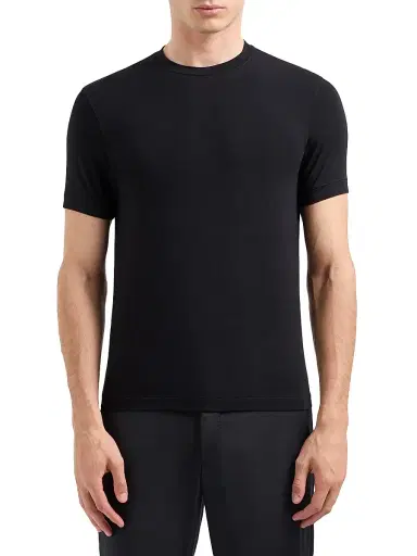 Giorgio Armani Men's Crewneck Stretch T-Shirt - Nero - Size 48 | Thumbnail 3 Giorgio Armani Men's Crewneck Stretch T-Shirt - Nero - Size 48 | Thumbnail 3