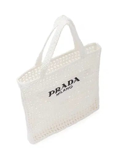 Prada Women's Large Crochet Tote Bag - White | Thumbnail 3 Prada Women's Large Crochet Tote Bag - White | Thumbnail 3