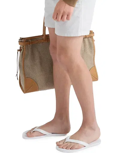 Prada Men's Brushed Leather Flip-Flops - White | Thumbnail 6 Prada Men's Brushed Leather Flip-Flops - White | Thumbnail 6