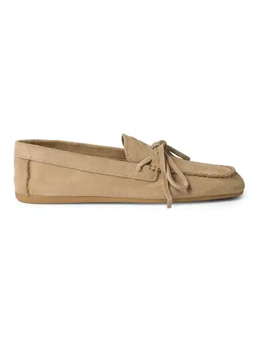Miu Miu Women's Suede Loafers - Beige Khaki | Thumbnail 1 Miu Miu Women's Suede Loafers - Beige Khaki | Thumbnail 1