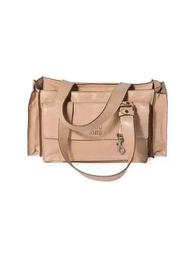 Miu Miu Women's Utilitaire Nappa Leather Shopping Bag - Beige Khaki | Thumbnail 1 Miu Miu Women's Utilitaire Nappa Leather Shopping Bag - Beige Khaki | Thumbnail 1