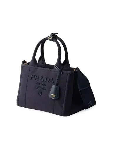 Prada Women's Jardinière Cotton Canvas Top Handle Bag - Blue | Thumbnail 2 Prada Women's Jardinière Cotton Canvas Top Handle Bag - Blue | Thumbnail 2