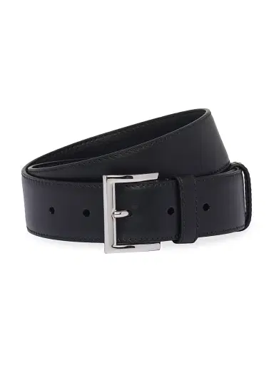 Prada Women's Leather Belt - Black Silver - Size 30 | Thumbnail 1 Prada Women's Leather Belt - Black Silver - Size 30 | Thumbnail 1