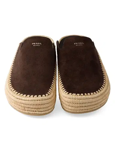 Prada Men's Suede Mules - Brown | Thumbnail 2 Prada Men's Suede Mules - Brown | Thumbnail 2