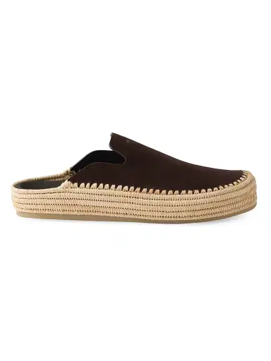 Prada Men's Suede Mules - Brown | Thumbnail 1 Prada Men's Suede Mules - Brown | Thumbnail 1